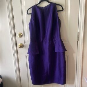 Carmen Marc Valvo Purple Halter Peplum Midi Dress